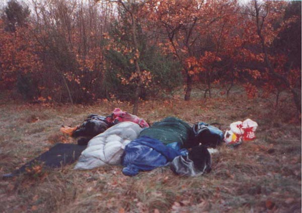 Eis auf den Schlafsäcken