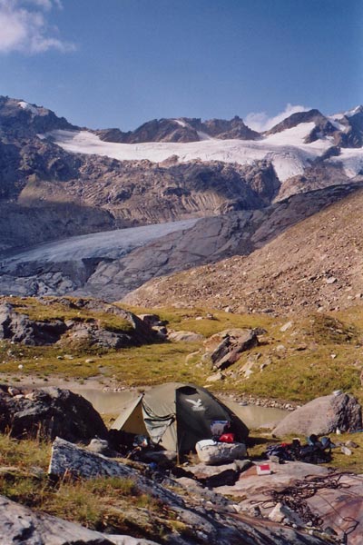 Basislager, blick auf die Tour