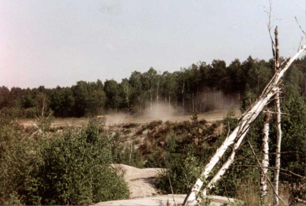Die Monstertrucks hinterlassen gigantische Staubwolken