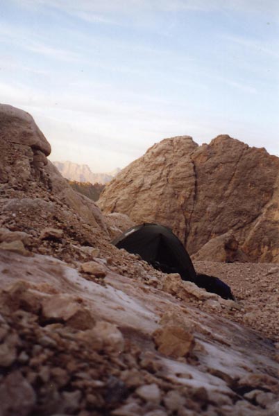 Am Fuss des Marmolada-Gletschers